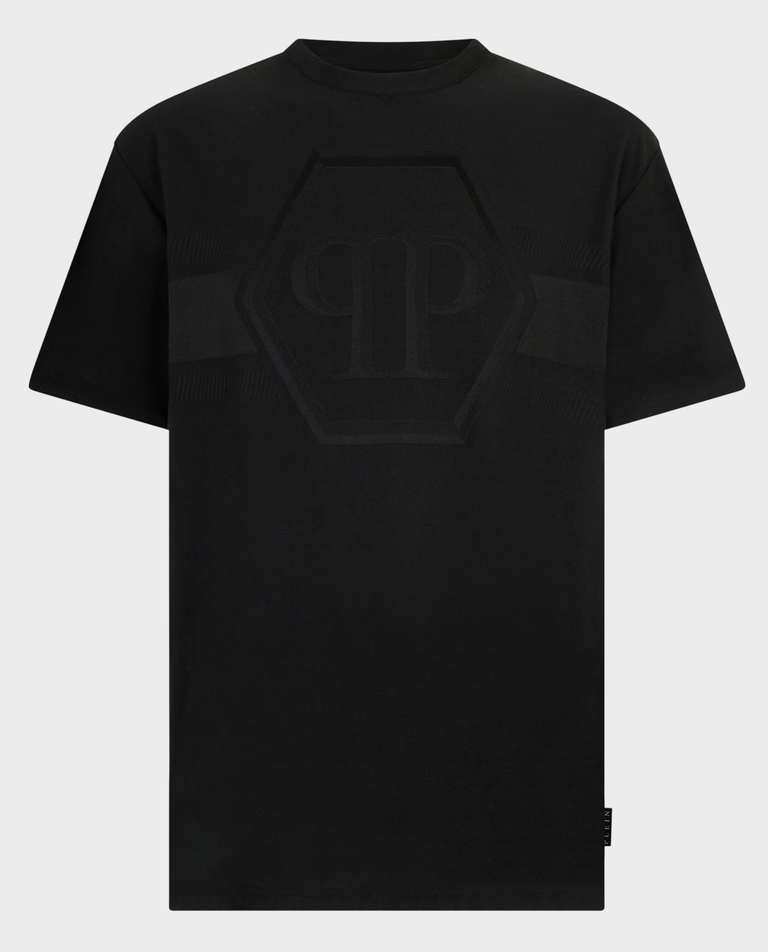 Czarny t-shirt z logo Hexagon