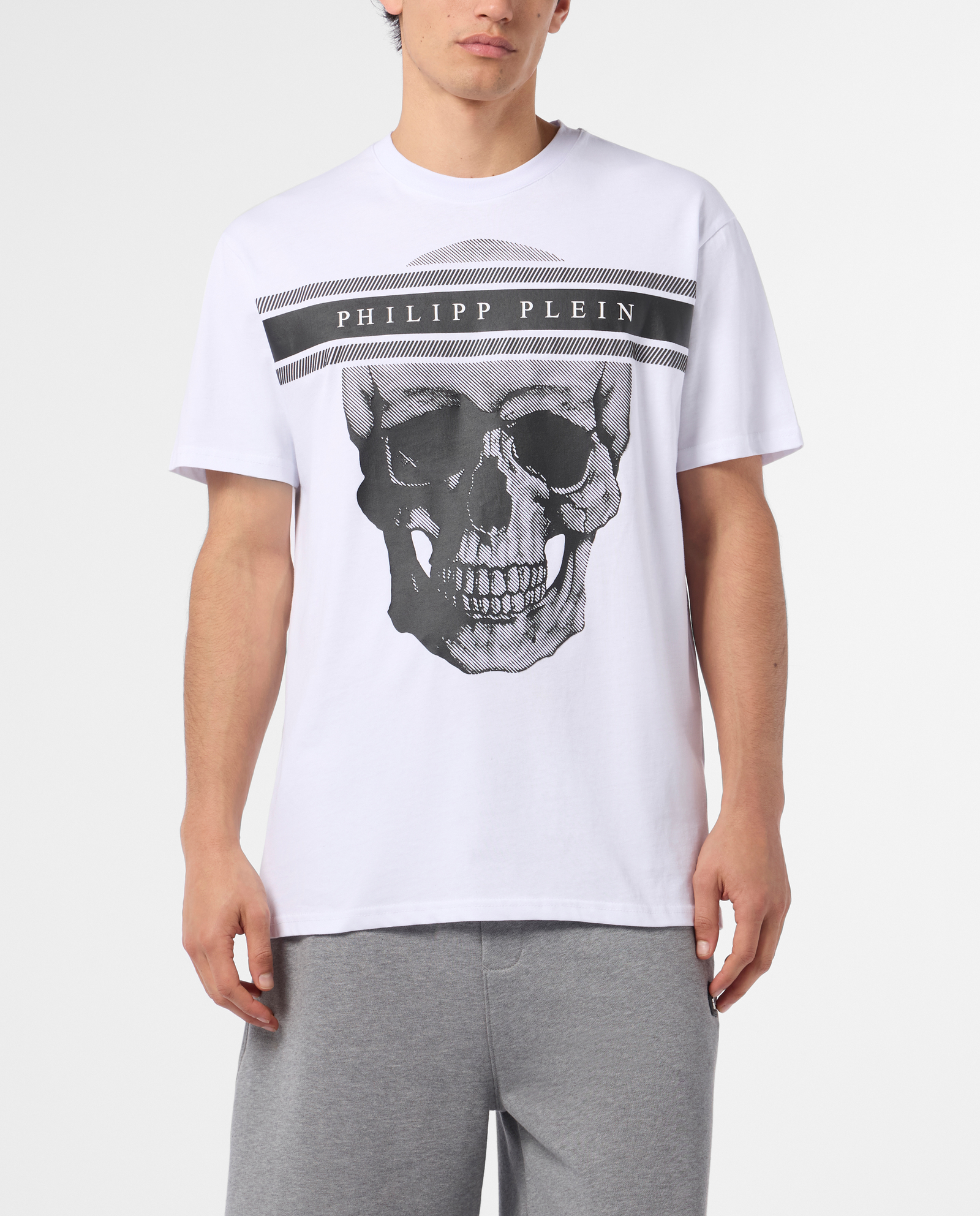 Biały t-shirt z nadrukiem Skull - Image #1