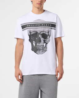 Biały t-shirt z nadrukiem Skull - Image #1