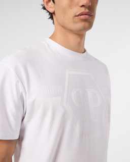 Biały t-shirt z logo Hexagon - Image #4