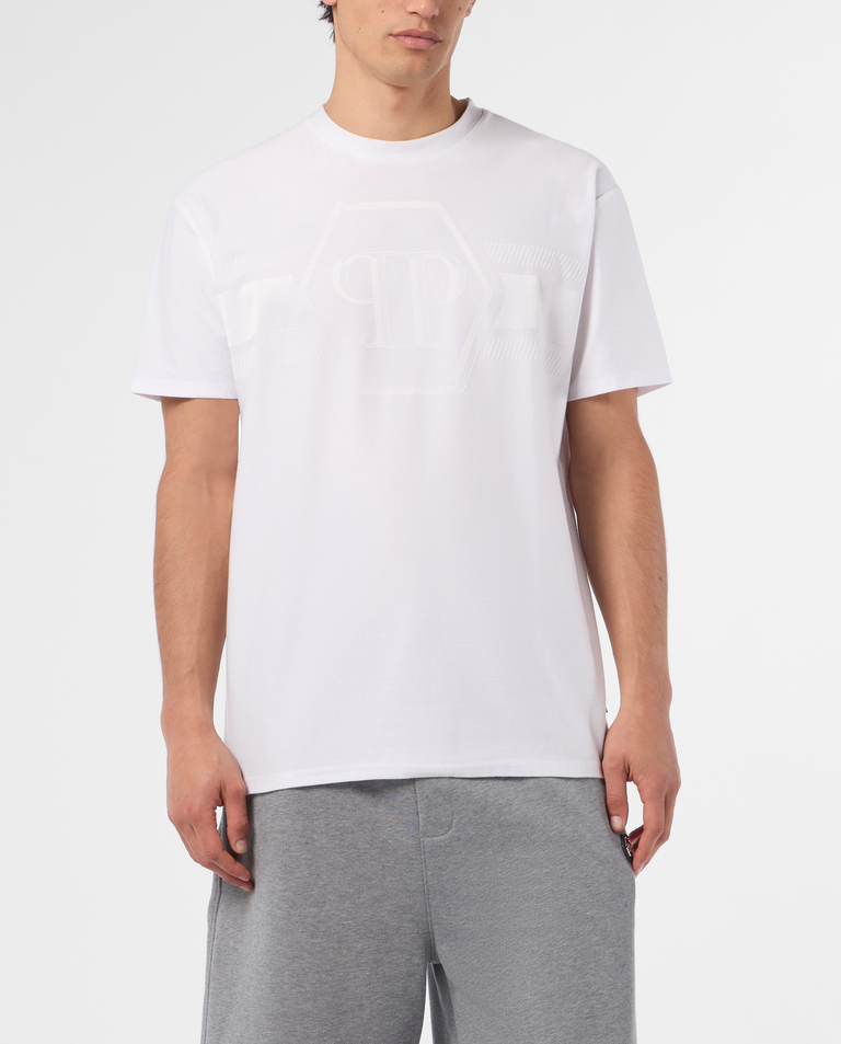 Biały t-shirt z logo Hexagon