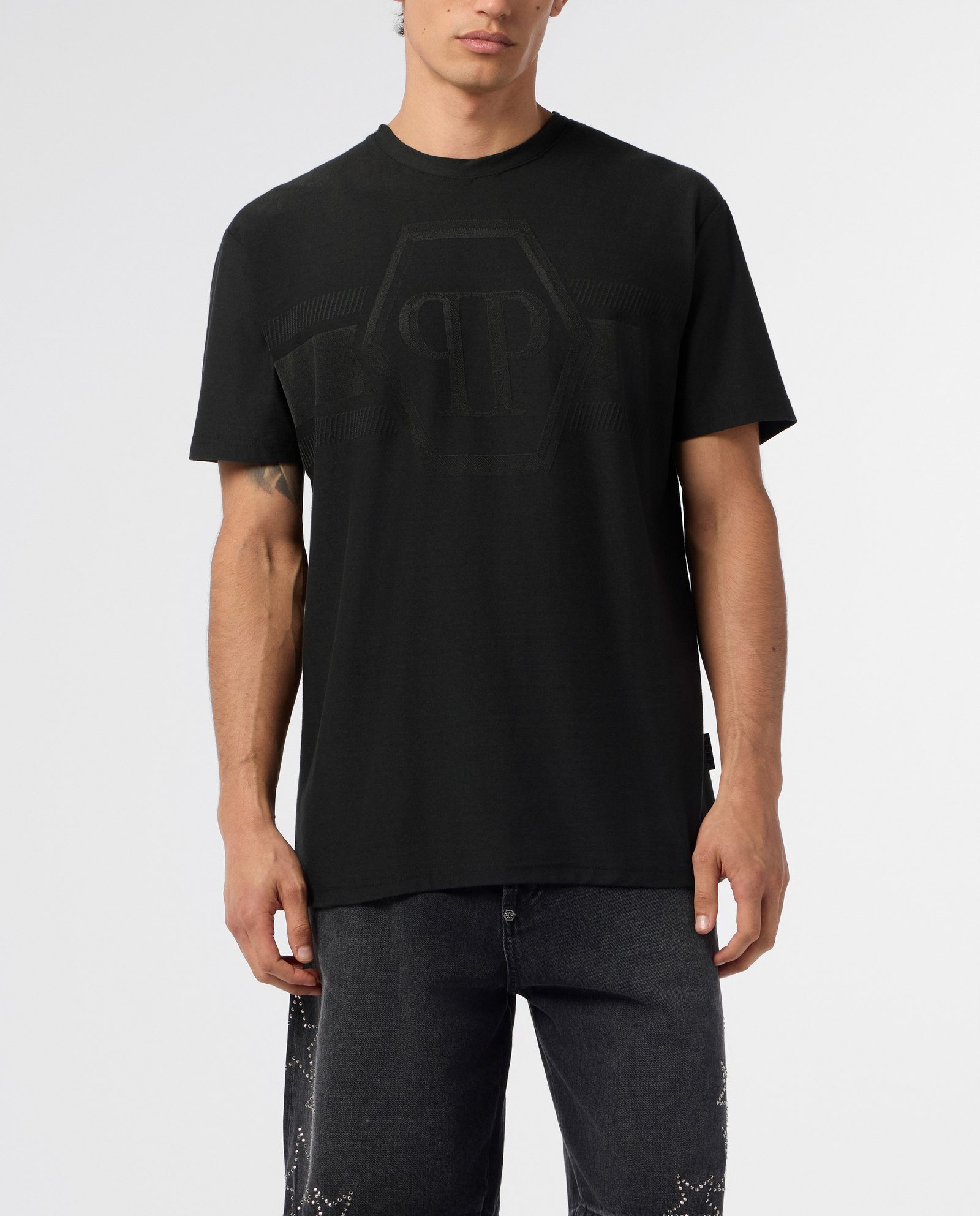Czarny t-shirt z logo Hexagon - Image #1