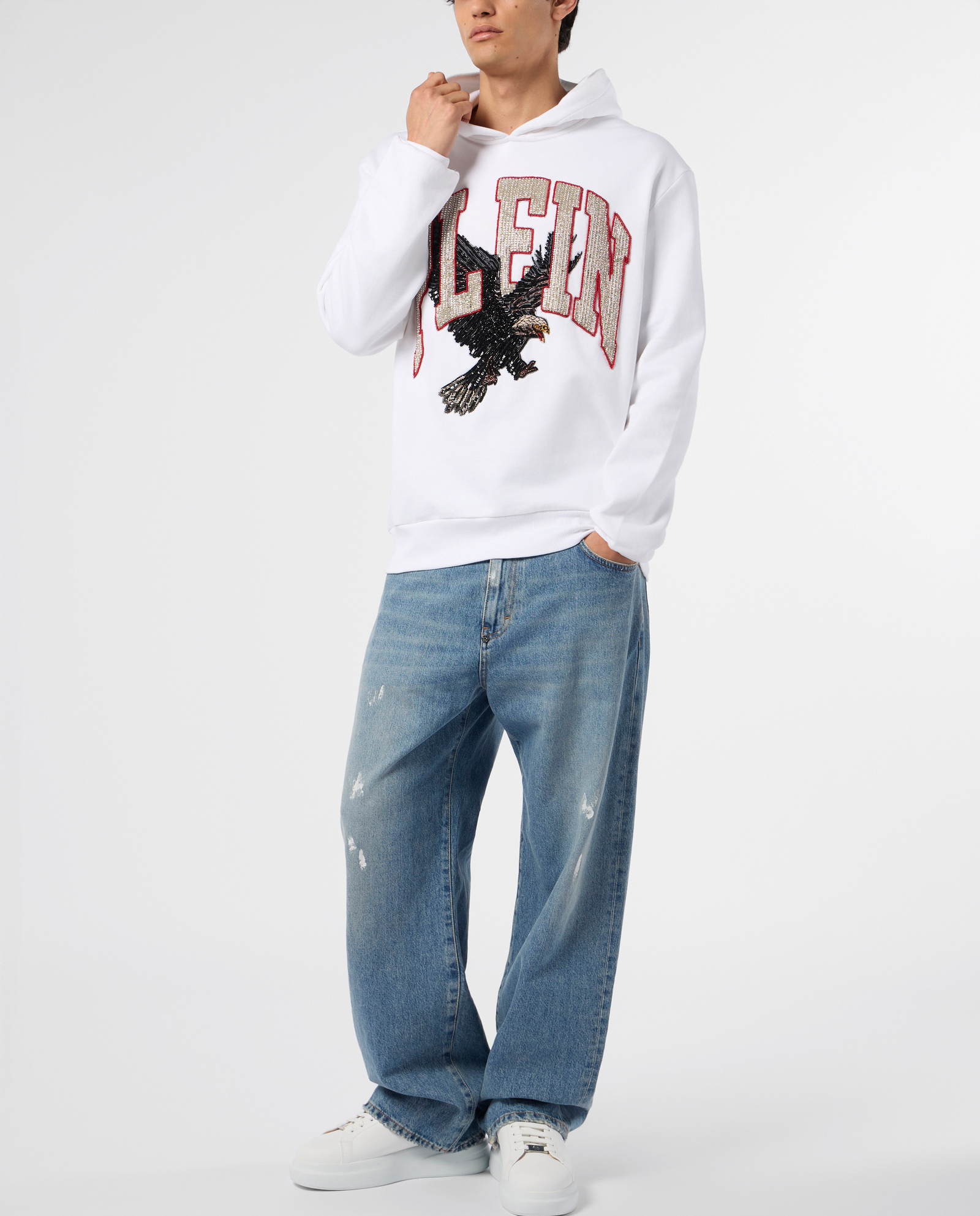 Biała bluza Washed Plein Eagle - Image #3