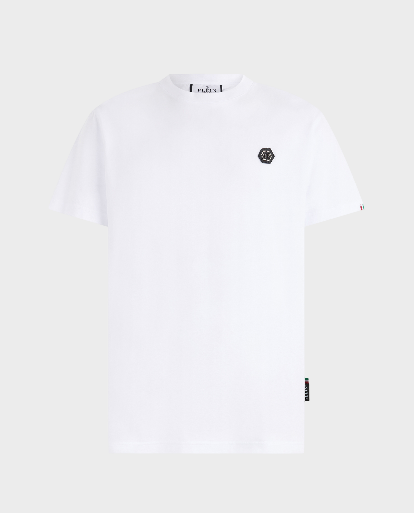 Biały t-shirt z naszywką z logo - Image #0