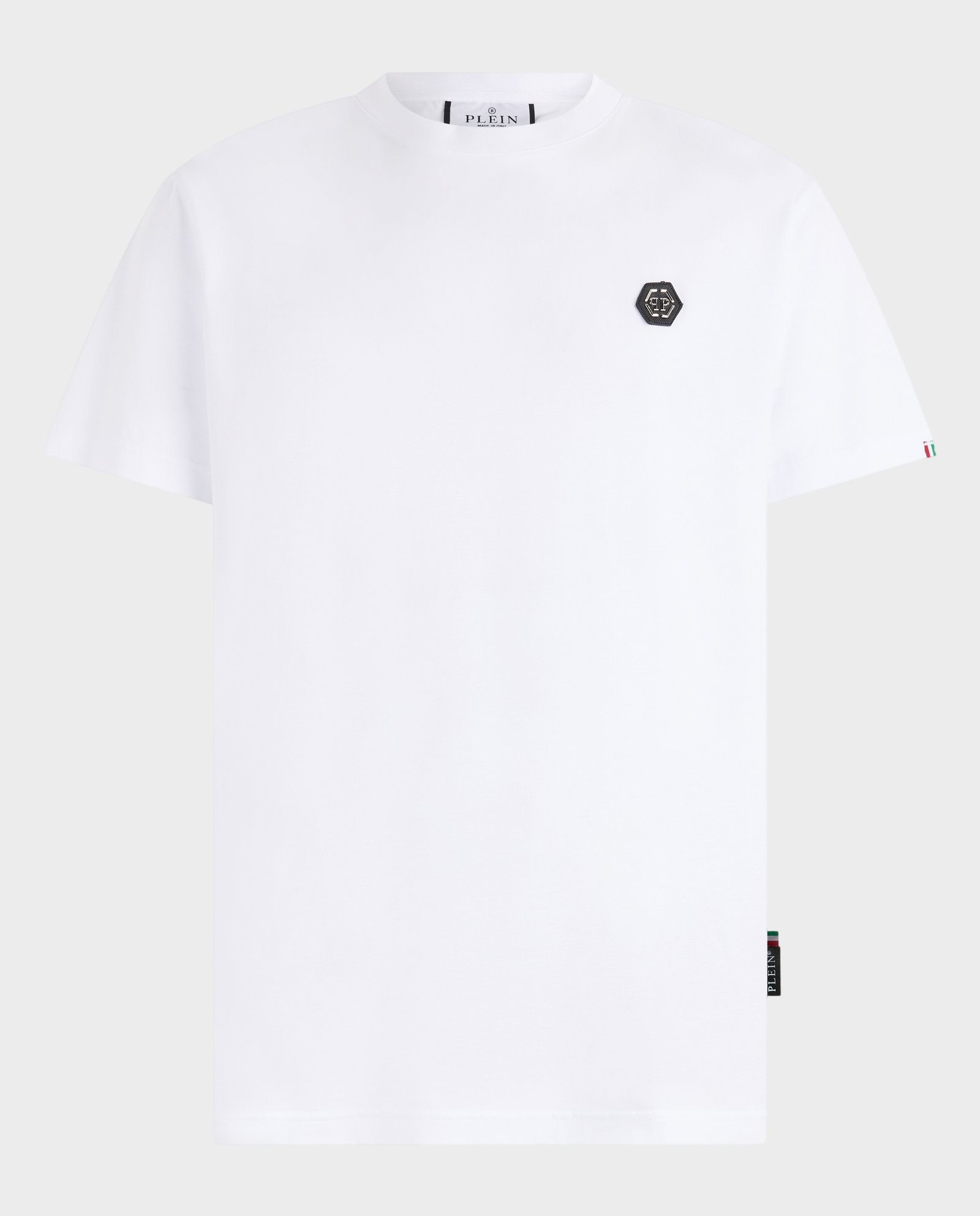 Biały t-shirt z naszywką z logo - Image #0