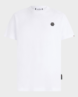Biały t-shirt z naszywką z logo - Image #0