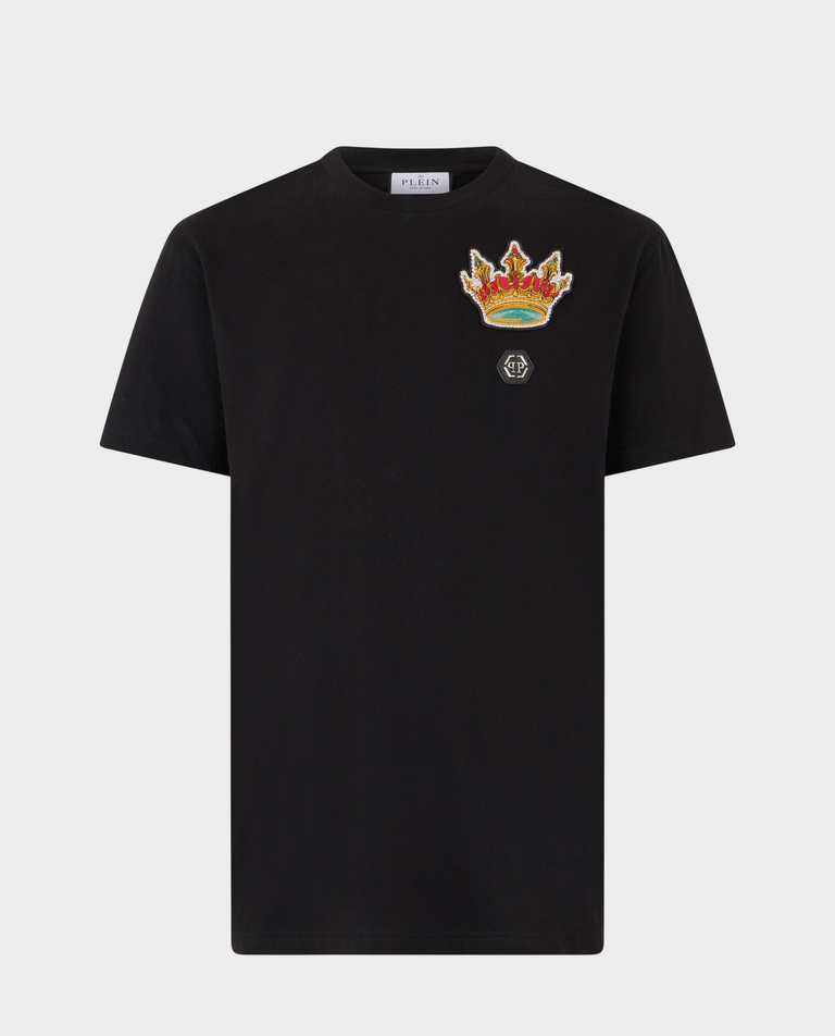 Czarny t-shirt Crown Crystals