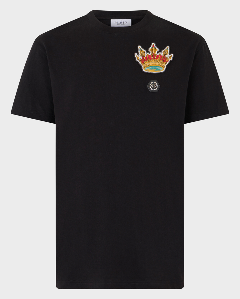 Czarny t-shirt Crown Crystals