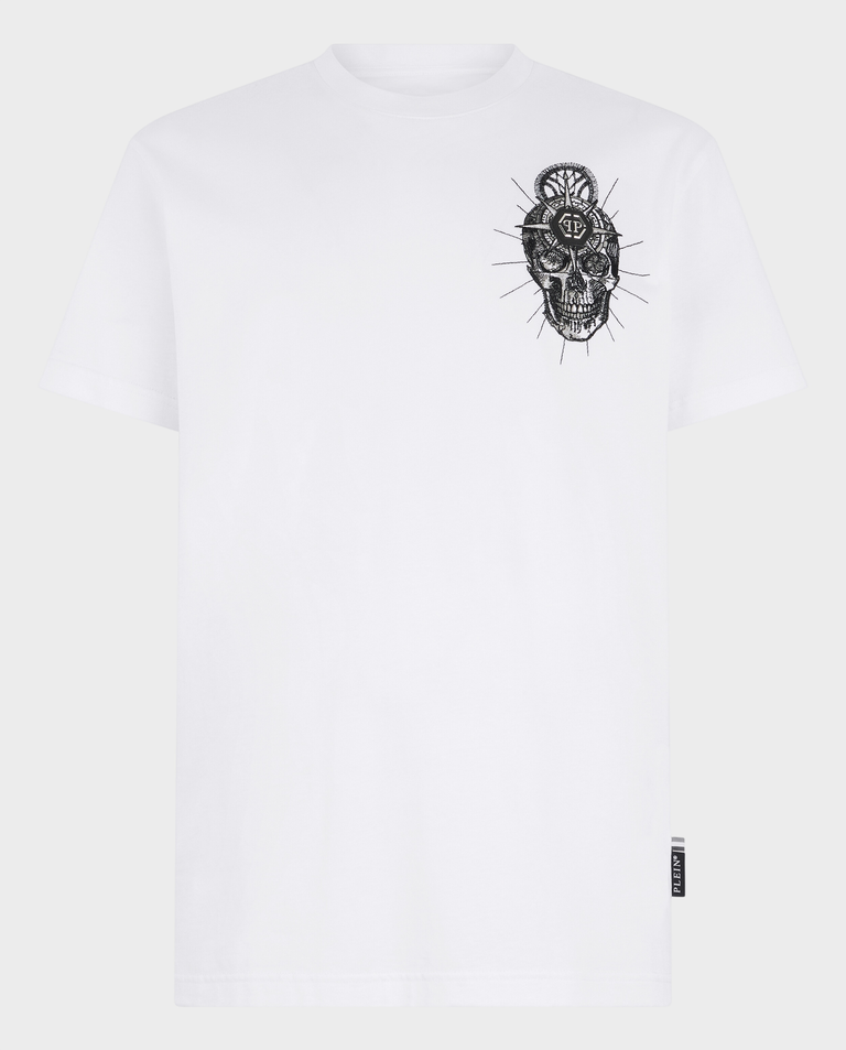 Biały t-shirt z motywem czaszki