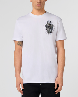 Biały t-shirt z motywem czaszki - Image #1