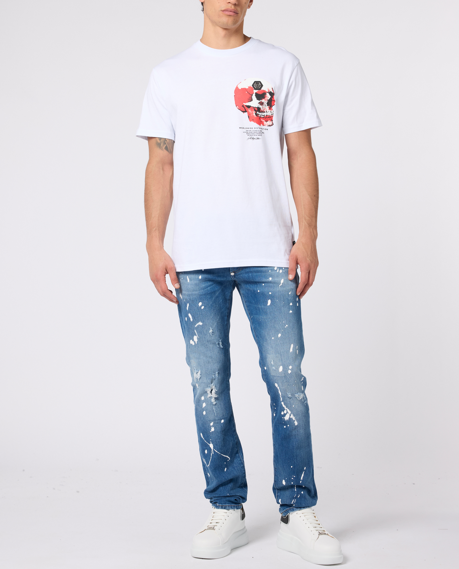 Biały t-shirt Puffy Red Skull - Image #3