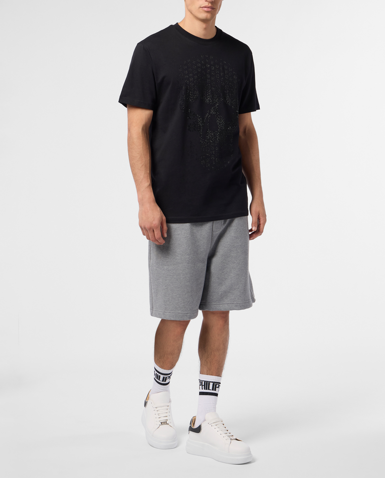Czarny t-shirt z kryształkami Skull Strass - Image #3