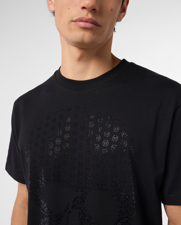 Czarny t-shirt z kryształkami Skull Strass - Image #4