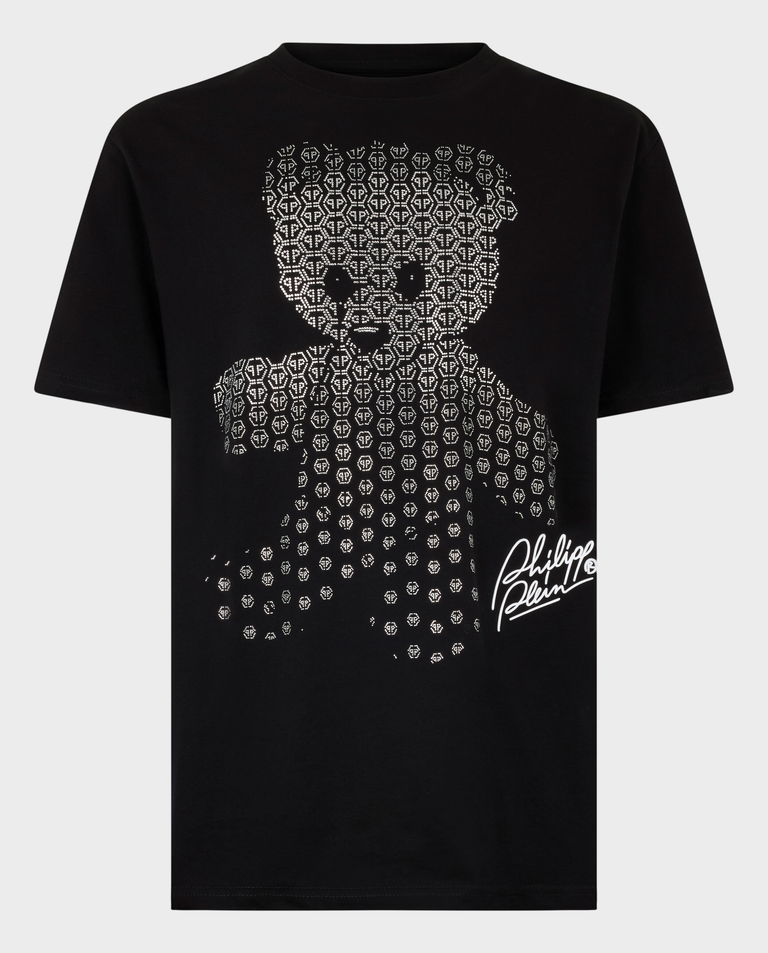 Czarny t-shirt z kryształkami Teddy Strass
