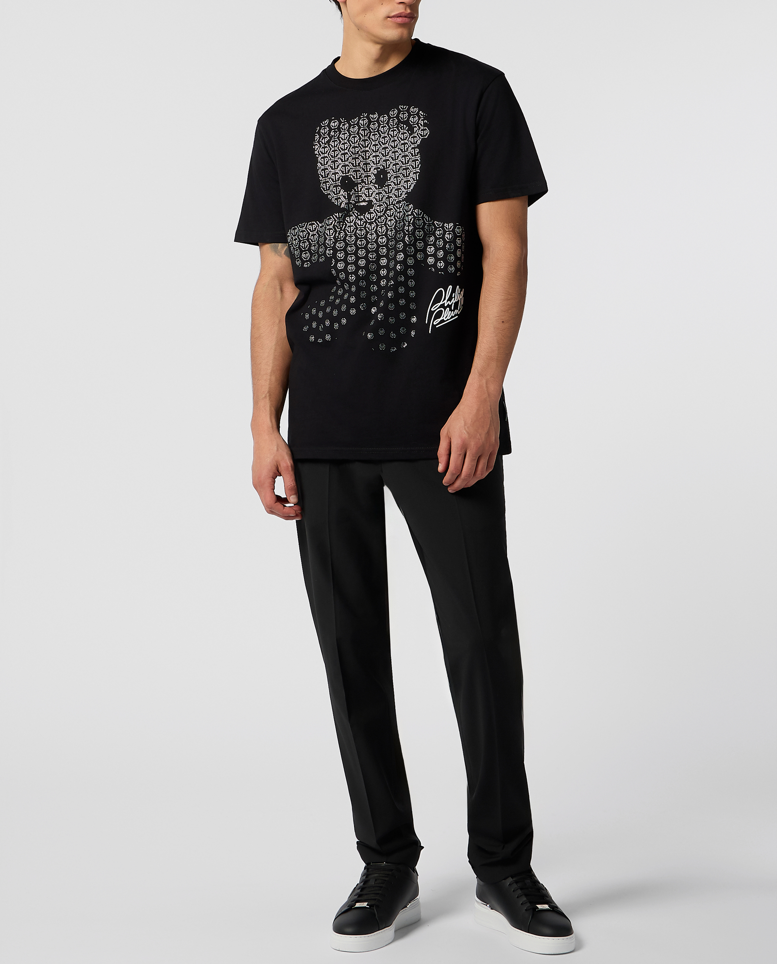 Czarny t-shirt z kryształkami Teddy Strass - Image #3