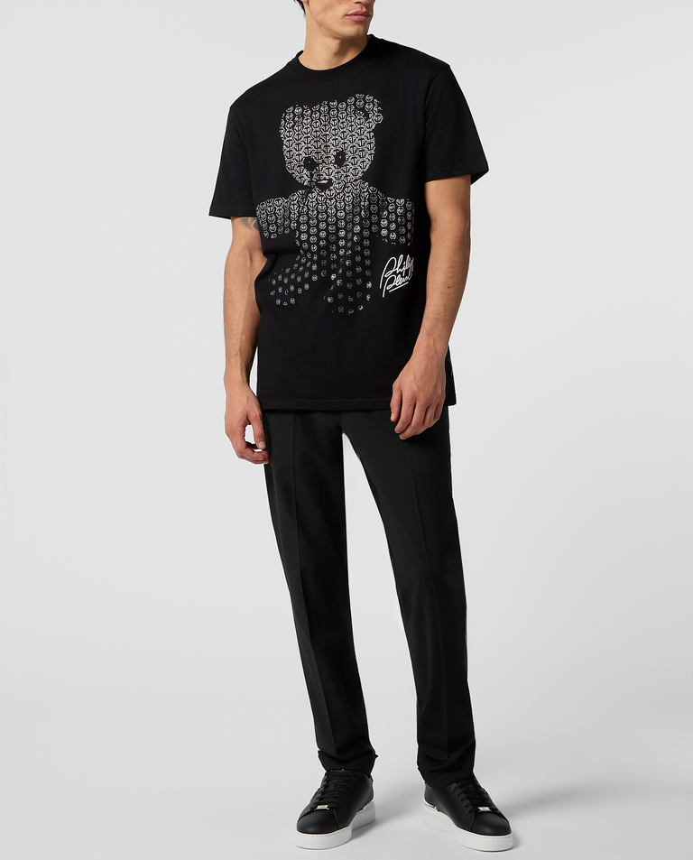Czarny t-shirt z kryształkami Teddy Strass - Image #3
