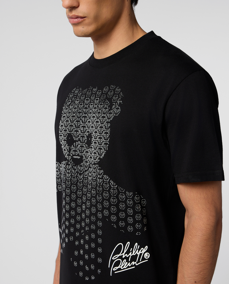 Czarny t-shirt z kryształkami Teddy Strass - Image #4