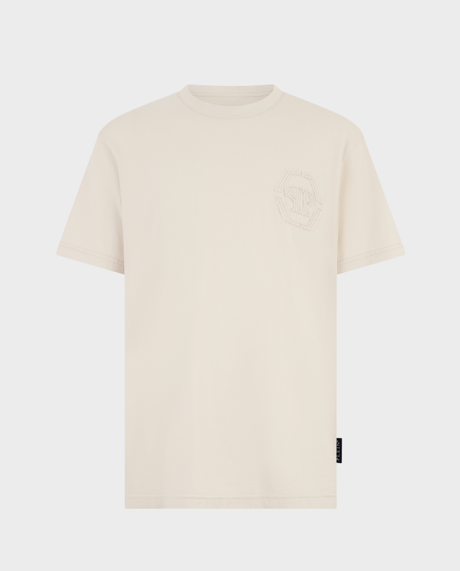 Beżowy t-shirt z logo - Image #0