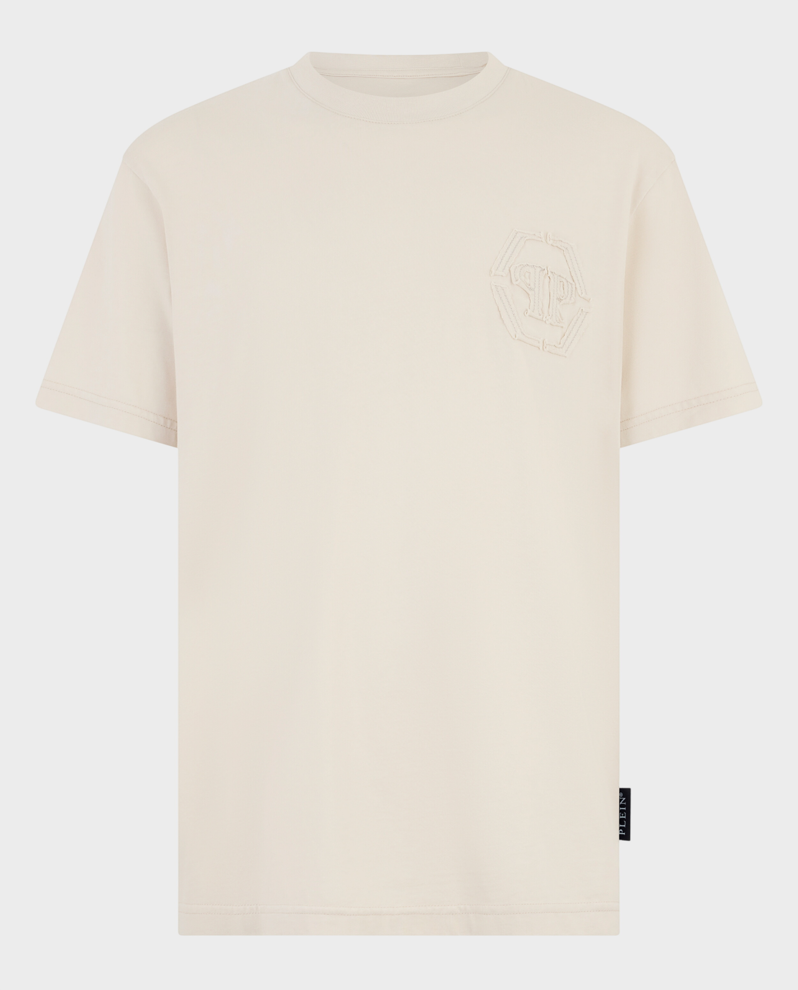 Beżowy t-shirt z logo - Image #0