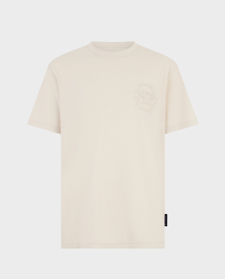 Beżowy t-shirt z logo