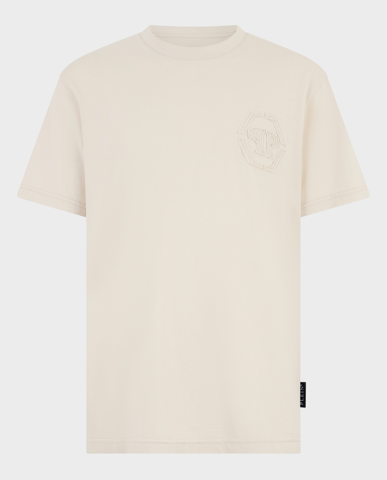 Beżowy t-shirt z logo