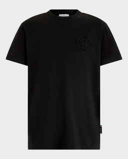 Czarny t-shirt z haftowanym logo - Image #0