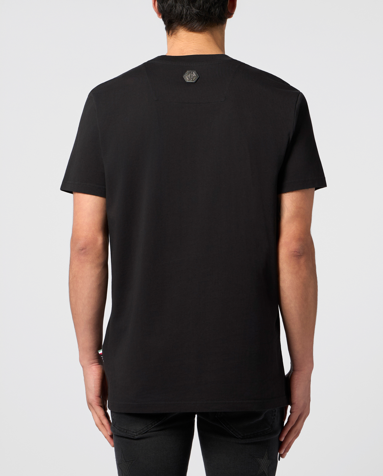 Czarny t-shirt z haftowanym logo - Image #3