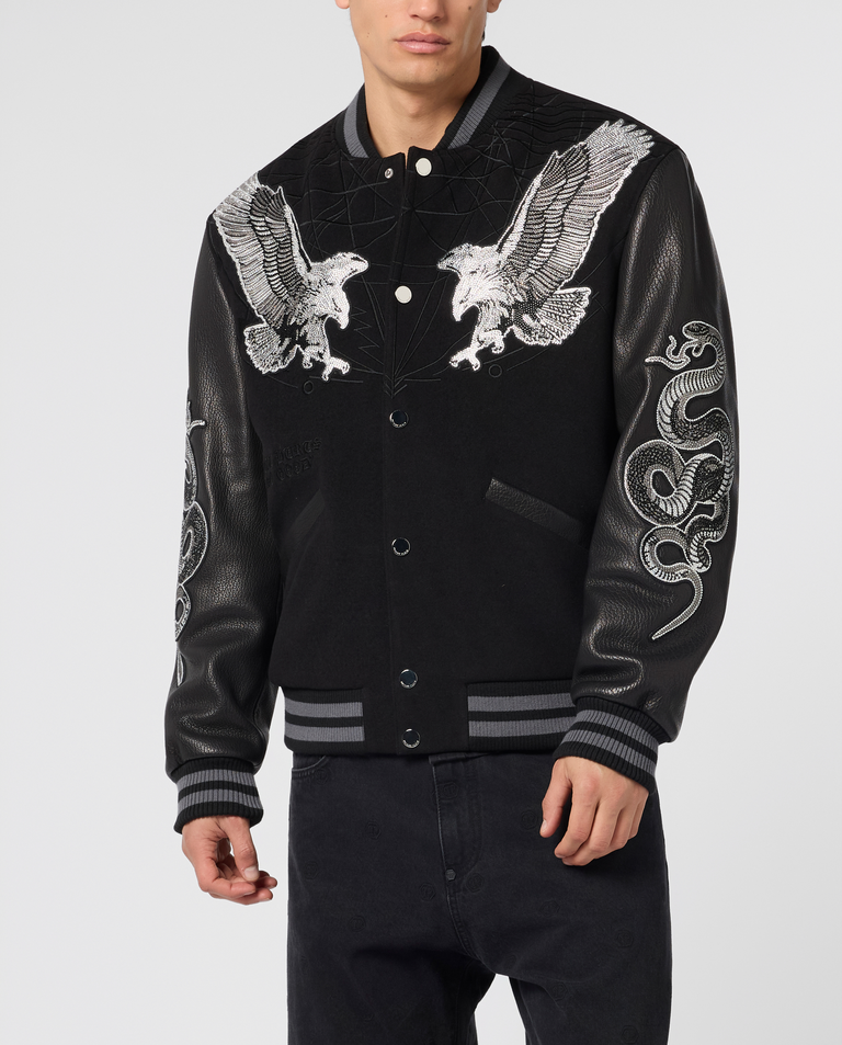 Czarna bomberka Tattoo Strass
