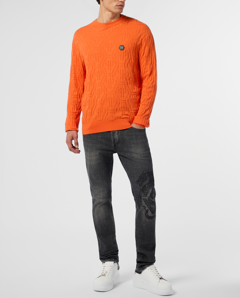 Pomarańczowy sweter z monogramem - Image #3