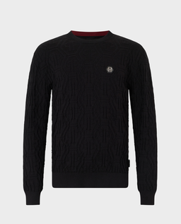 Czarny sweter z monogramem - Image #0