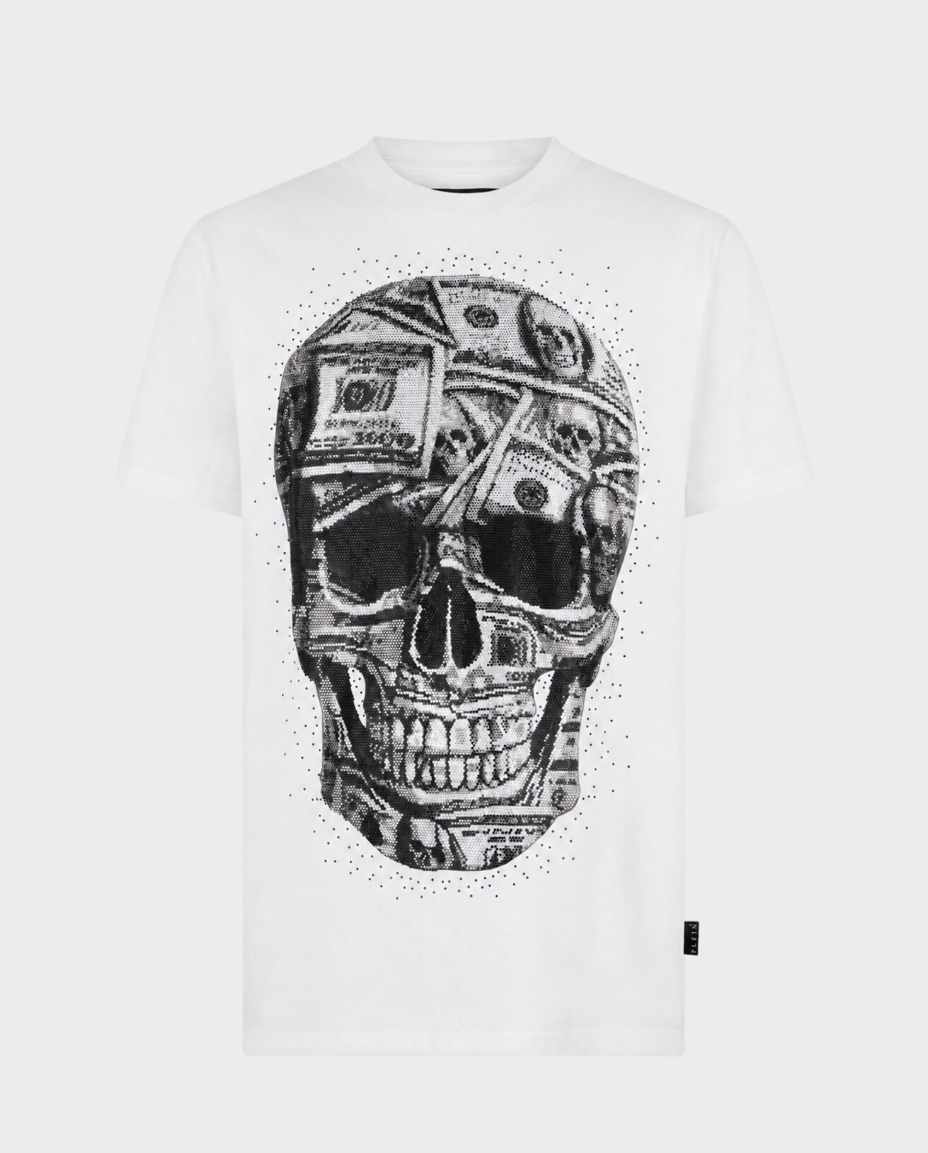 Biały t-shirt z motywem czaszki - Image #0