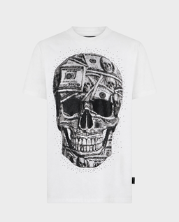 Biały t-shirt z motywem czaszki - Image #0