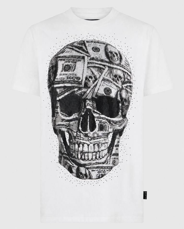 Biały t-shirt z motywem czaszki