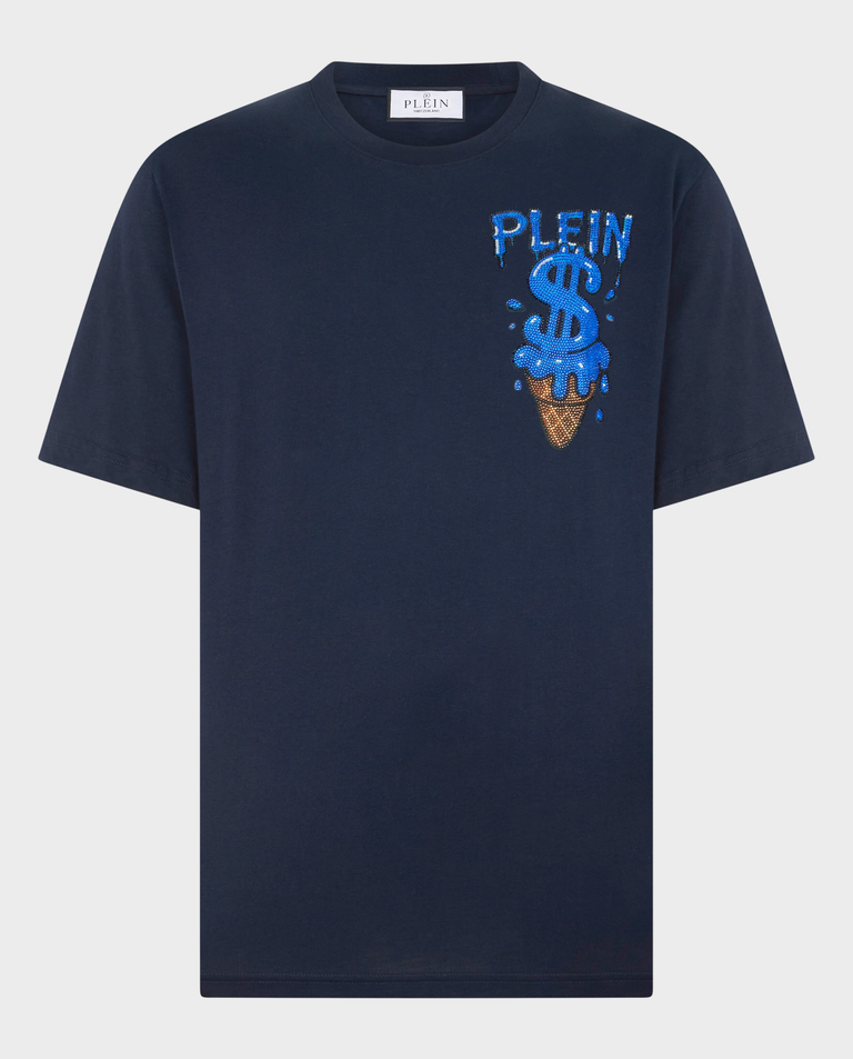 Granatowy t-shirt z naszywką Ice Cream Dollar