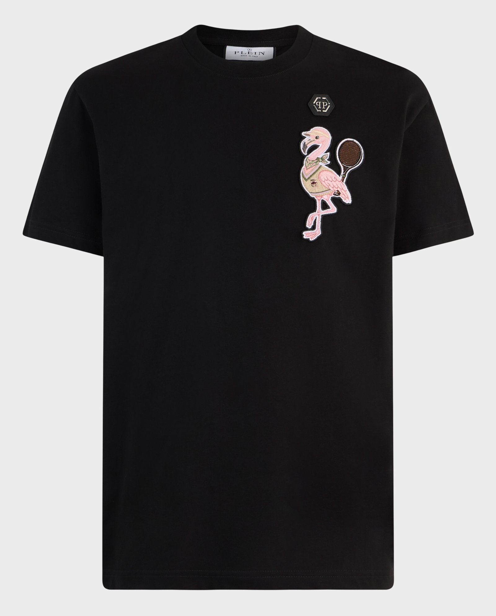 Czarny t-shirt Tennis Flamingo - Image #0