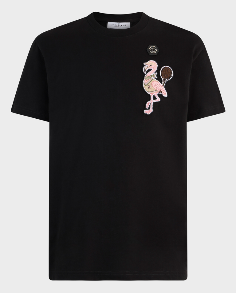 Czarny t-shirt Tennis Flamingo