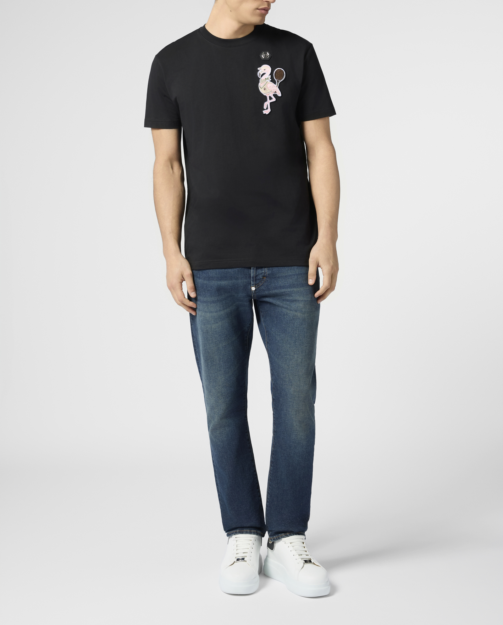 Czarny t-shirt Tennis Flamingo - Image #3
