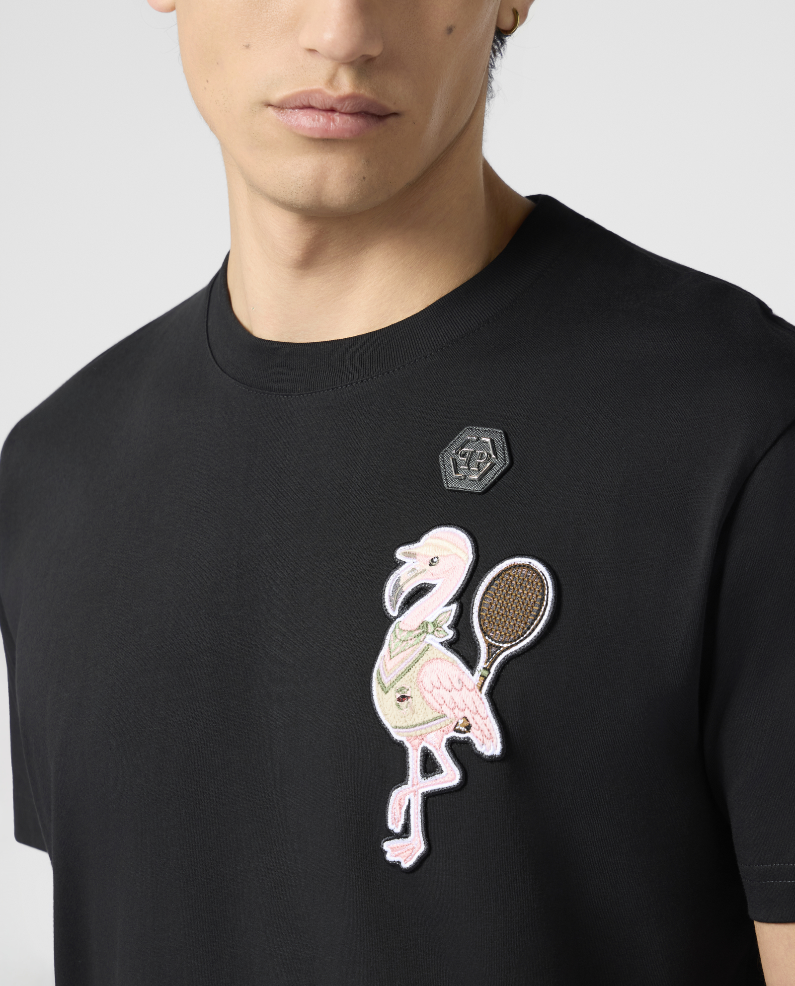Czarny t-shirt Tennis Flamingo - Image #4