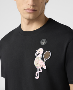 Czarny t-shirt Tennis Flamingo - Image #4