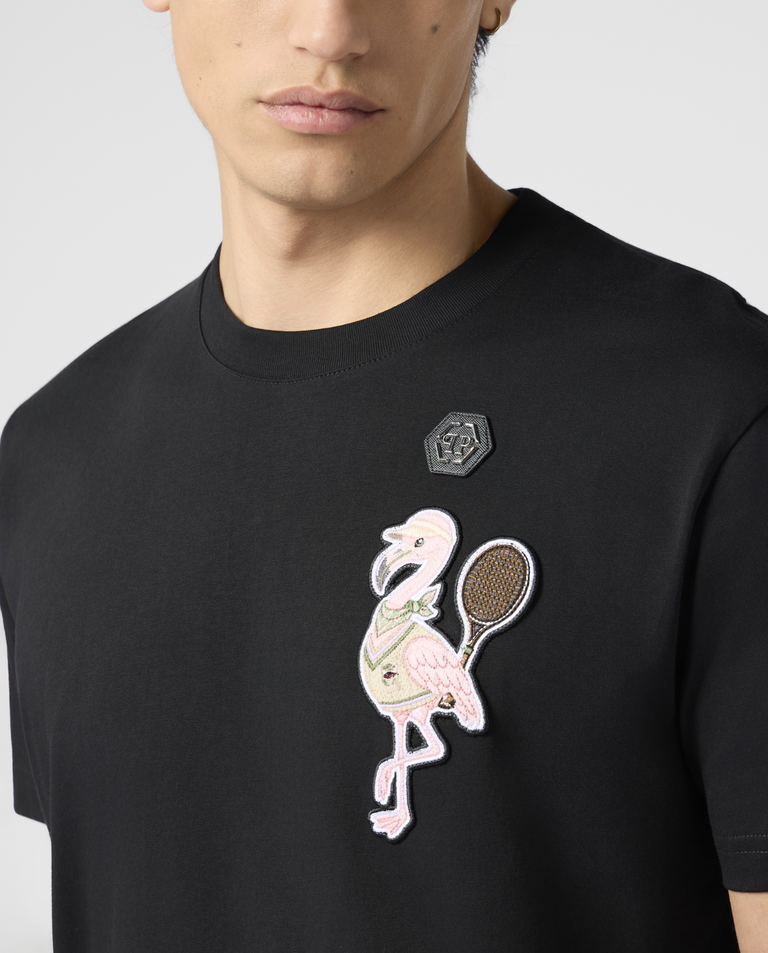 Czarny t-shirt Tennis Flamingo - Image #4