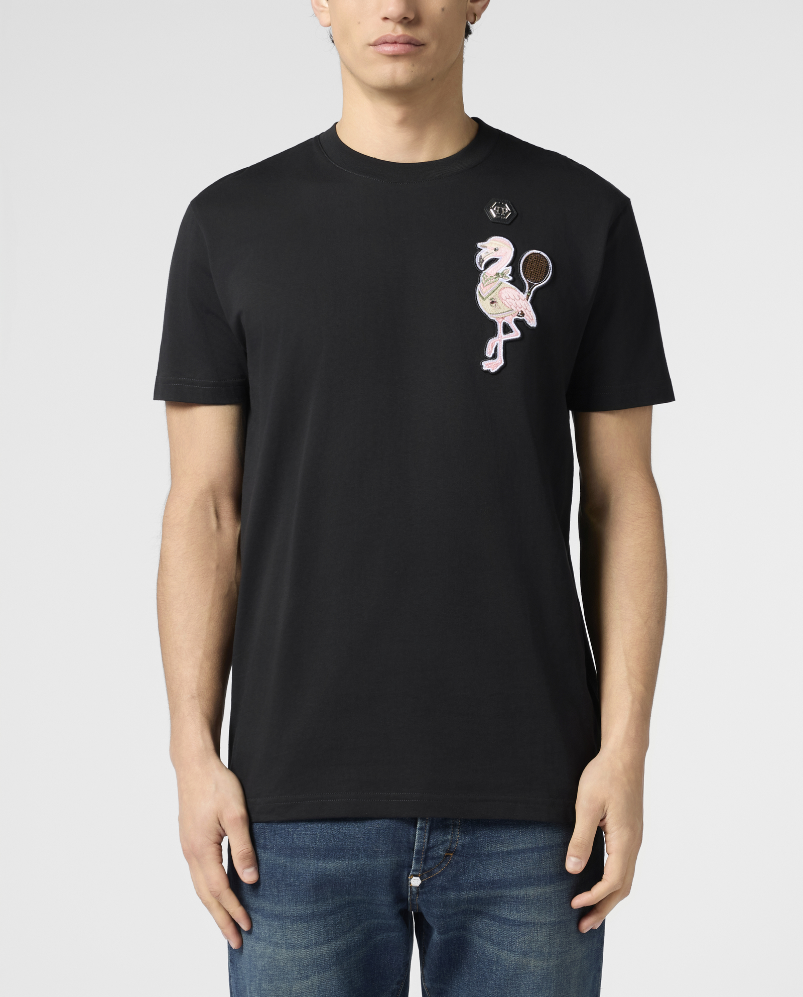 Czarny t-shirt Tennis Flamingo - Image #1