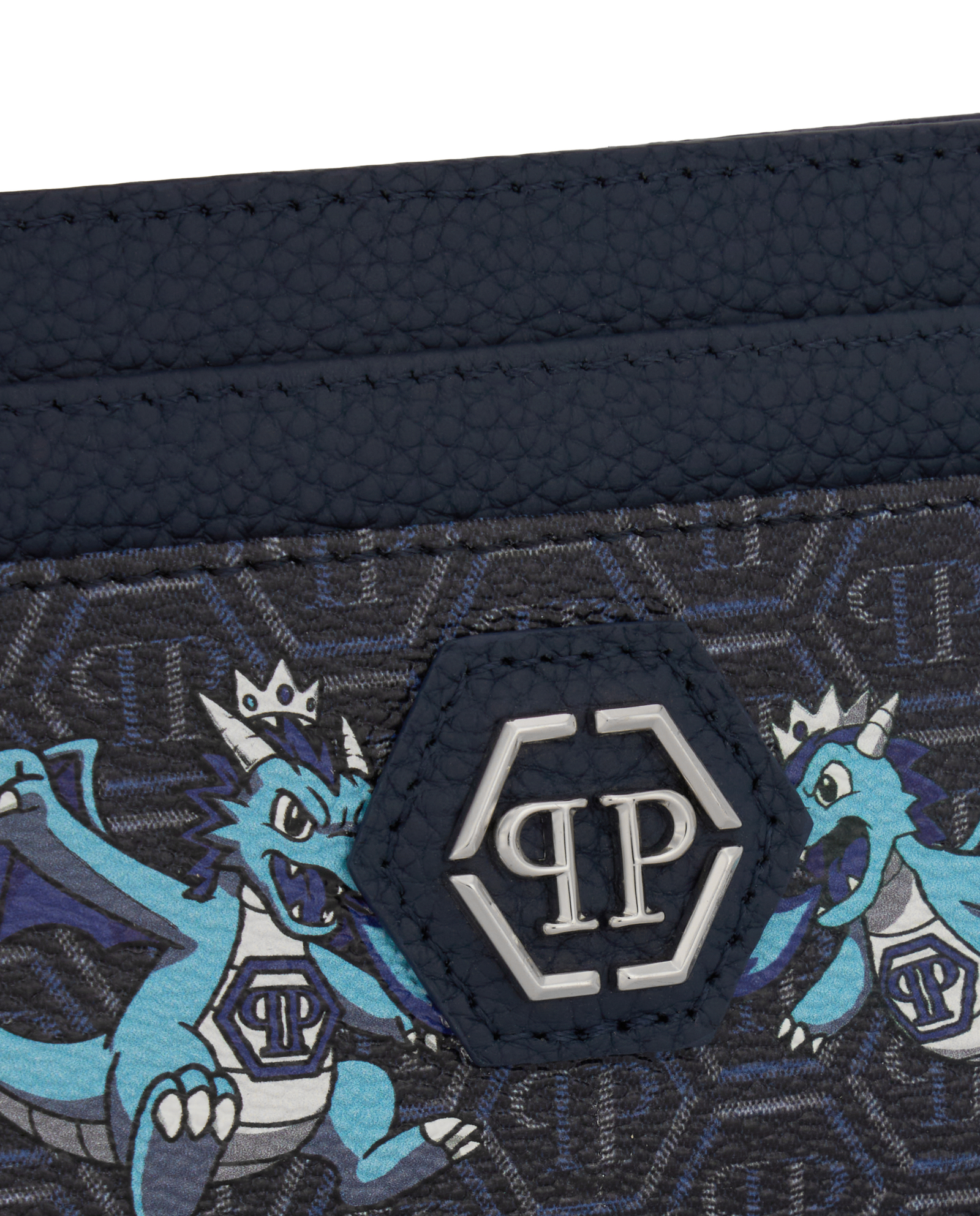 Granatowe etui na karty z monogramem Dragons - Image #3