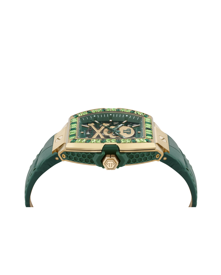 Zielony zegarek Skeleton Baguettes