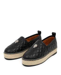 Czarne skórzane espadryle - Image #2