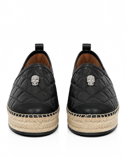 Czarne skórzane espadryle - Image #4