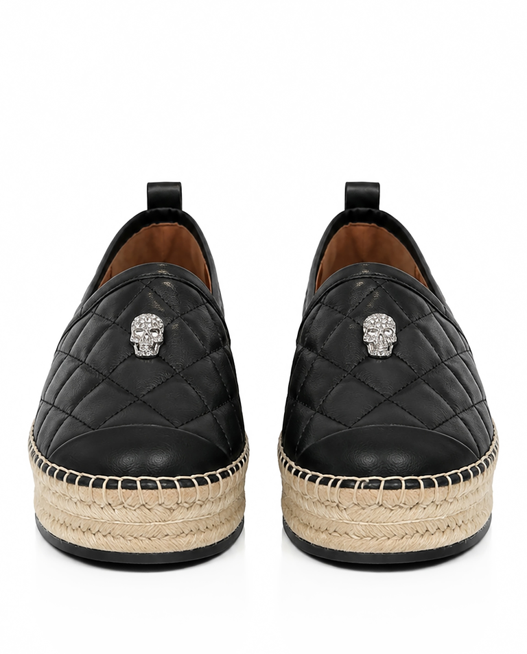 Czarne skórzane espadryle - Image #4