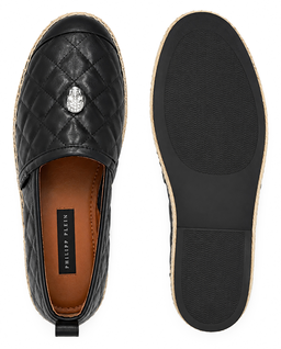 Czarne skórzane espadryle - Image #5