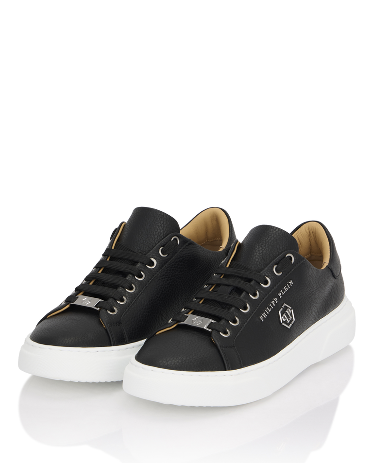 Czarne skórzane sneakersy Hexagon - Image #2