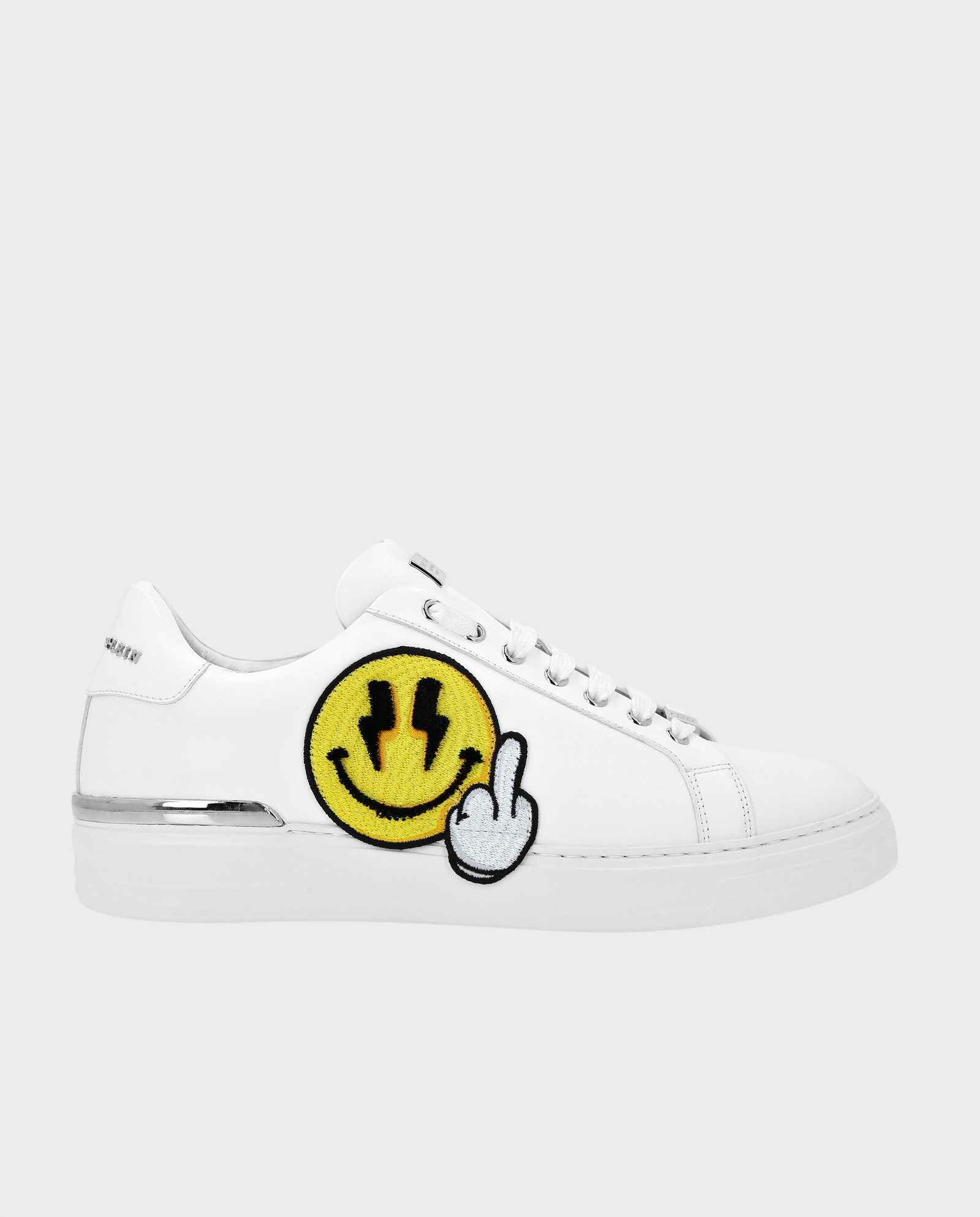 Białe sneakersy z naszywką Plein Smile - Image #0