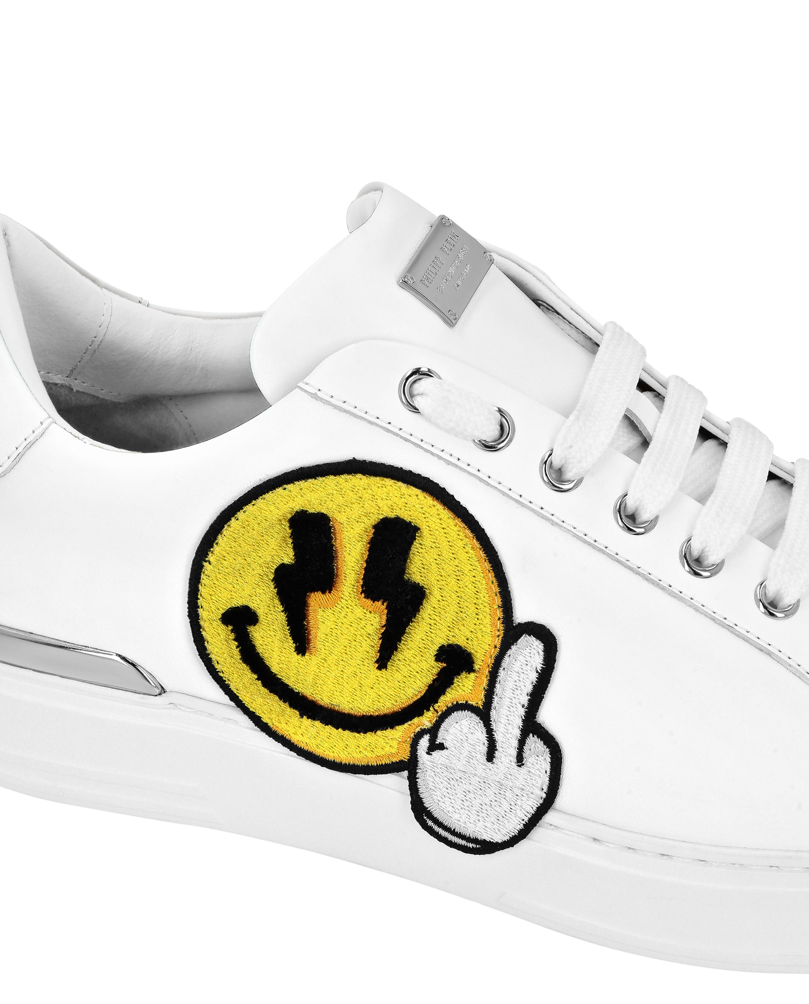 Białe sneakersy z naszywką Plein Smile - Image #3